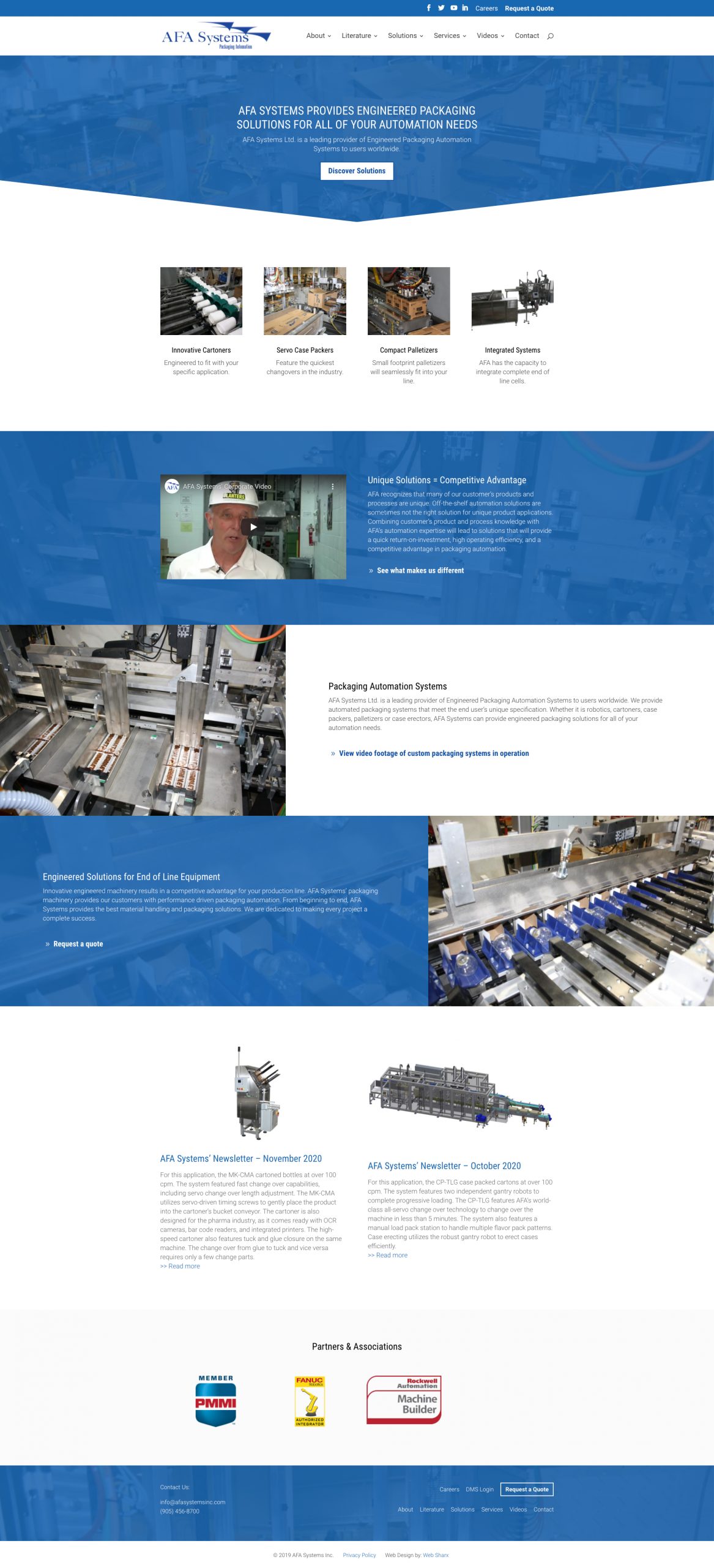 Automated packaging systems web design