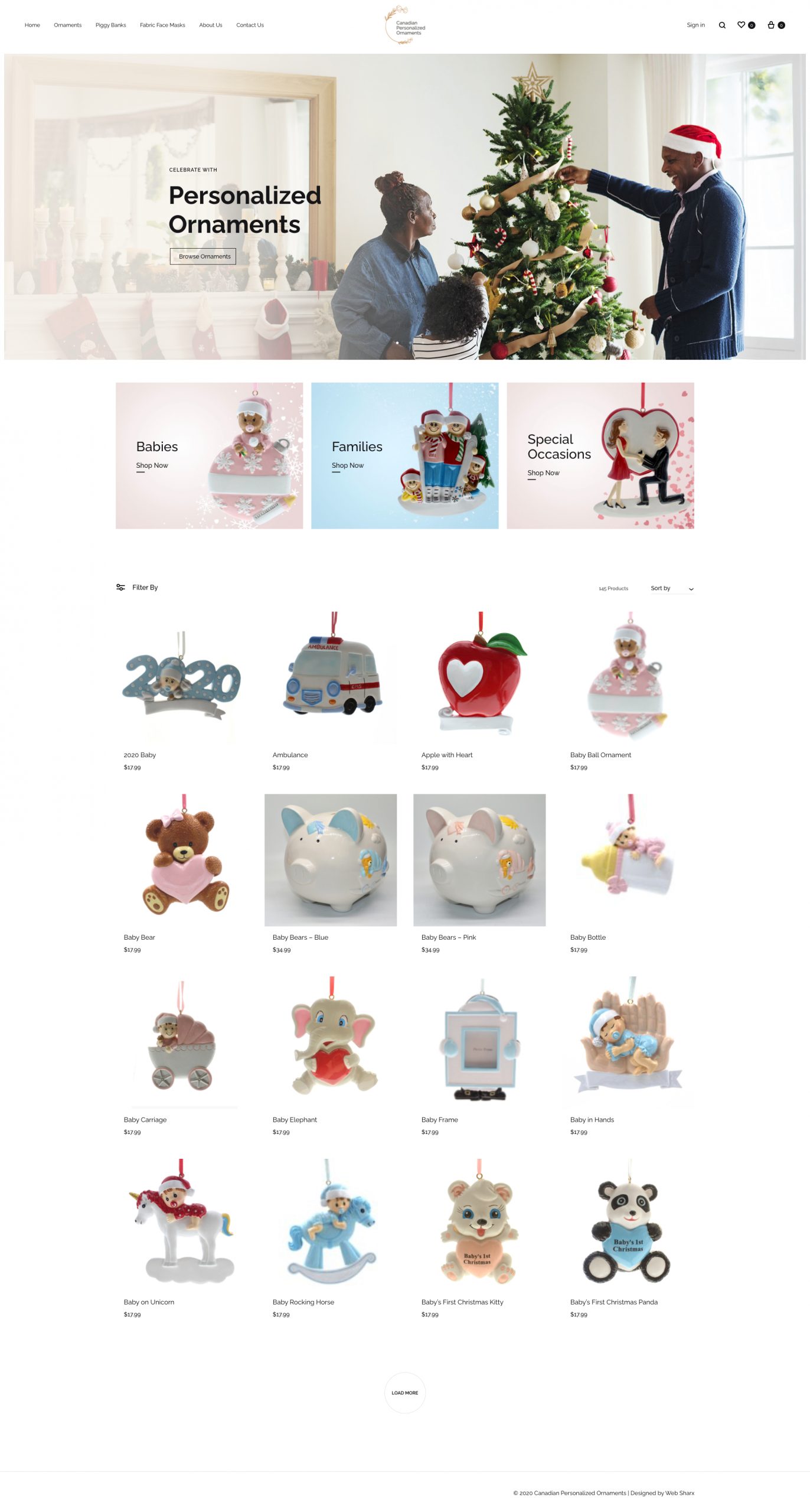 canadian christmas and holiday ornaments web design