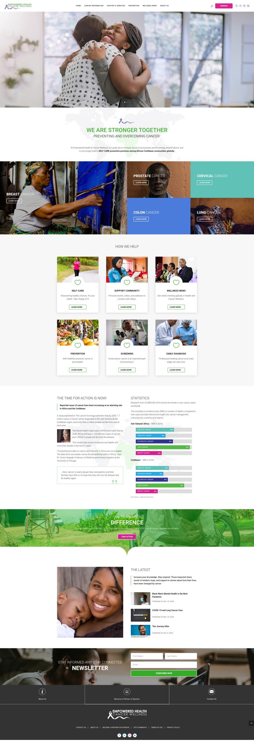 cancer health and wellness web design