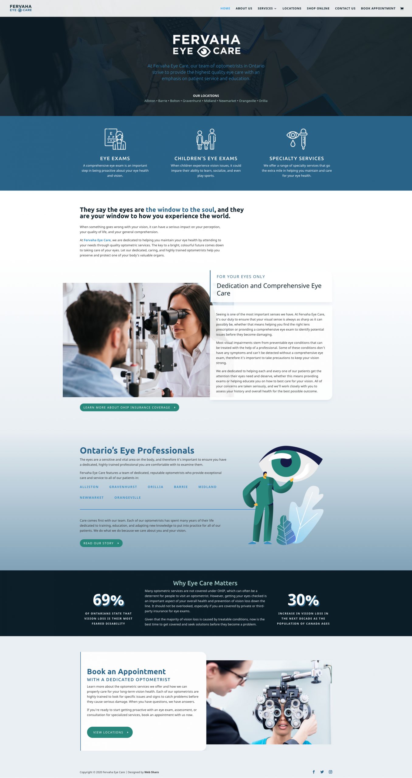ontario optometrist eye care web design