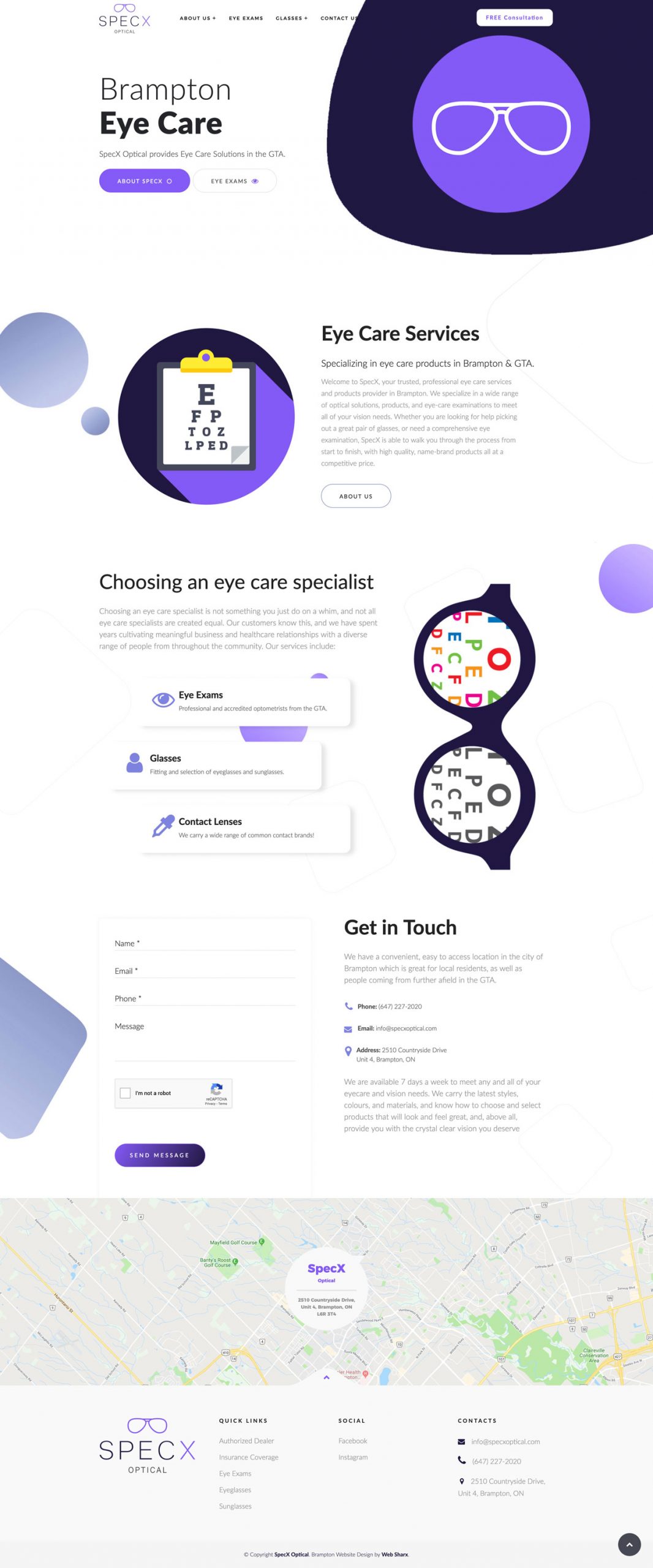 optometrist eye care web design
