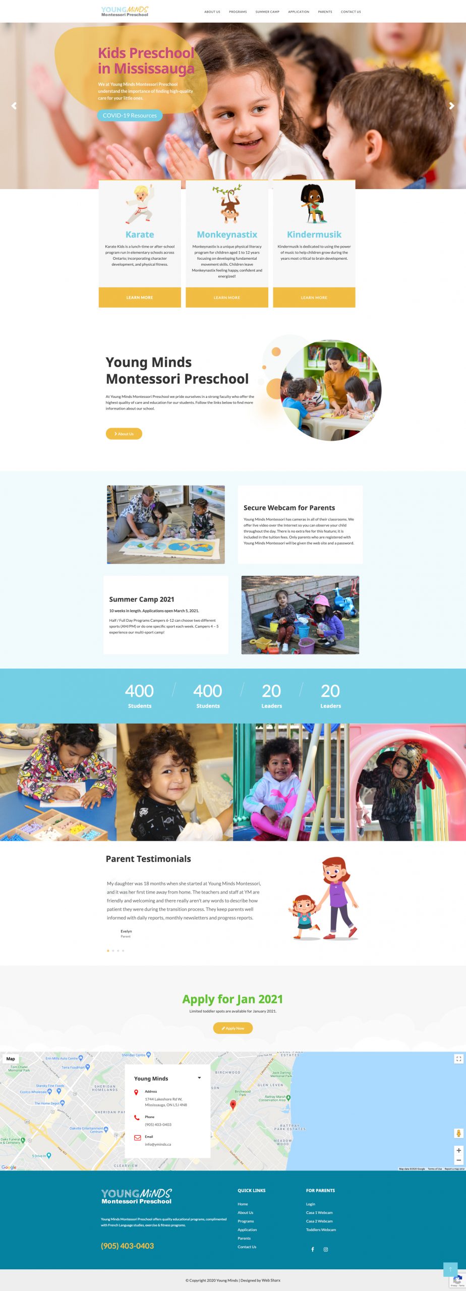 montessori preschool web design