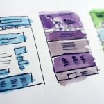 Illustration showing different website page layouts and design ideas.